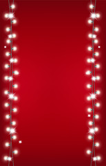 Wall Mural - Christmas garland on red background