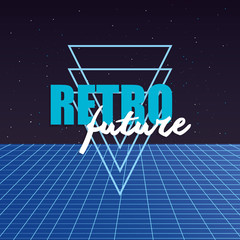 Sticker - retro future label with geometric figures