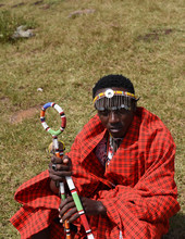 Maasai Man Holding The Maasai Stick