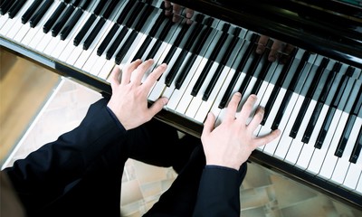 Poster - Close up of a musician playing a