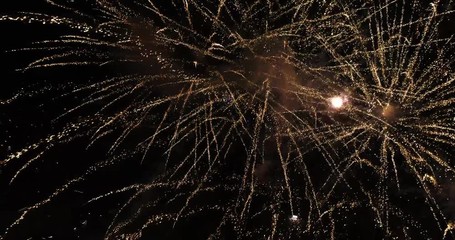 Aerial of a feast in a city with fireworks