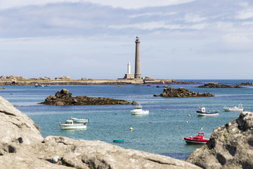 Castel Ac'h, France. The Phare de l'Ile Vierge, tallest traditional lighthouse in the world 82.5 metres (271 ft) tall, made of blocks of granite