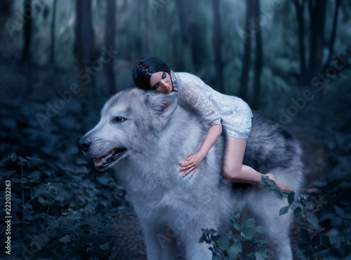 Obraz wilk  krucha-dziewczyna-jadaca-na-wilku