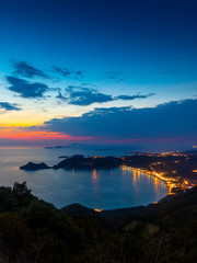 Wall Mural - View from the hill to Agios Georgios bay with the long beach at Corfu island Greece