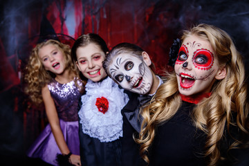 Wall Mural - children at halloween party