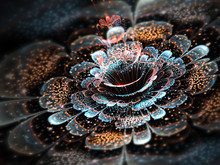 Dark Colorful Fractal Flower, Digital Artwork For Creative Graphic Design