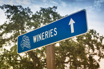 vineyard sign and directions to winery