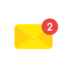 Vector icon concept of closed mail envelope with number two