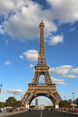 Wall Mural - Great Eiffel Tower and the street with few cars