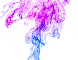 Colored smoke on white background