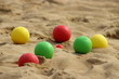 Games on the sandy beach with balls 