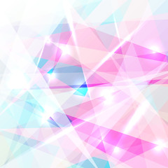 Abstract geometric colorful low polygon background with lighting glow effect.