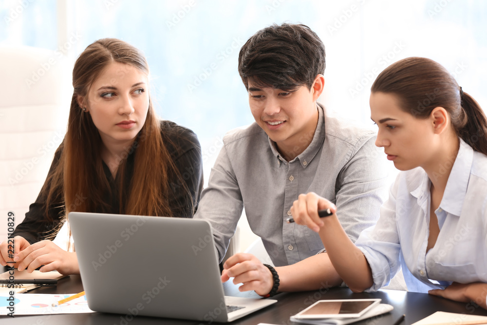 Meeting of business team working in office