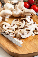 Canvas Print - Fresh sliced white mushrooms