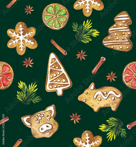 Christmas Cookie Fabric - Gingerbread on Charcoal Fabric - Charcoal Fabric  with Brown Gingerbread Men and Brown Cookies – Pip Supply