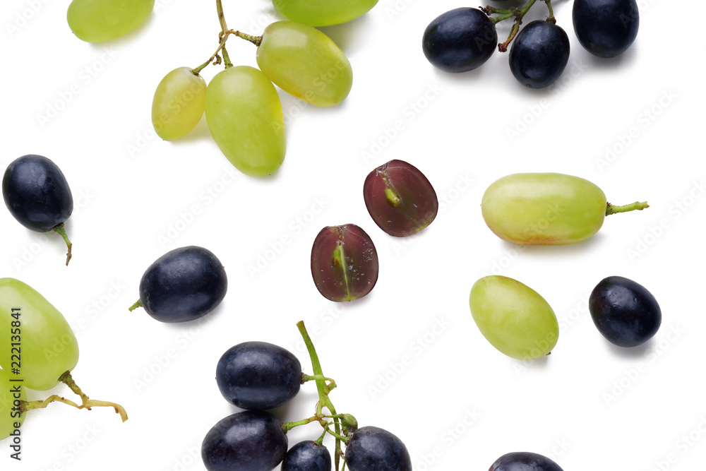 Fresh ripe grapes on white background