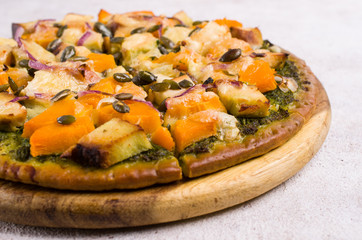 Pizza with vegetables and meat