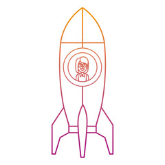 Sticker - young woman in rocket startup