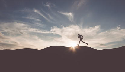 Wall Mural - The man with runner on the street be running for exercise.