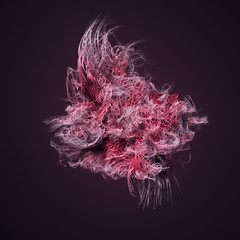 Fototapete - Curl noise flow abstract colored lines. 3d rendering