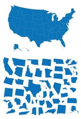 Poster - Map of Usa with different states