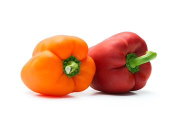 Wall Mural - Red and orange pepper bell or paprika isolated on white background