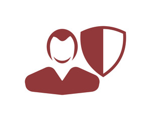 Canvas Print - shield person avatar figure silhouette profile image vector icon logo