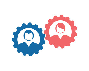 Canvas Print - gear person avatar figure silhouette profile image vector icon logo