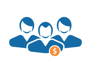 Canvas Print - dollar person avatar figure silhouette profile image vector icon logo