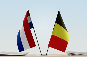 Wall Mural - Two flags of Netherlands and Belgium