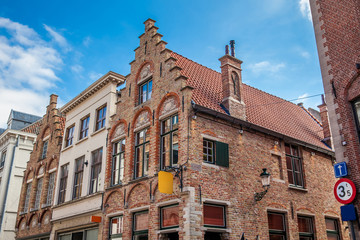 Houses representative of the traditional architecture of the historical Bruges town