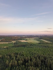 Poster - Aerial landscape with forest in sunset light