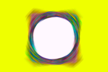 Colorful blurred square on a yellow background with a white middle. Abstraction.