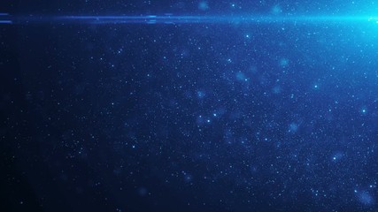 Wall Mural - Beautiful Floating Blue Color Organic Dust Particles on Black Background in Slow Motion. Looped 3d Animation. Dynamic Wind Particles Flying In The Air With Bokeh Blur Seamless. 4k UHD 3840x2160