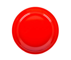 Wall Mural - Red plate on white background