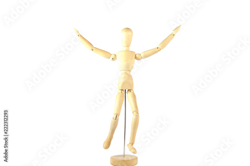 Cuadros en Lienzo Robot wood Toys Yellow and white background
