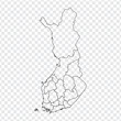 Blank map Finland. High quality map of  Finland with provinces on transparent background for your web site design, logo, app, UI. Stock vector. Vector illustration EPS10.