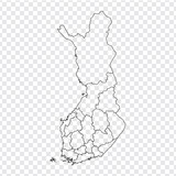 Fototapeta Mapy - Blank map Finland. High quality map of  Finland with provinces on transparent background for your web site design, logo, app, UI. Stock vector. Vector illustration EPS10.