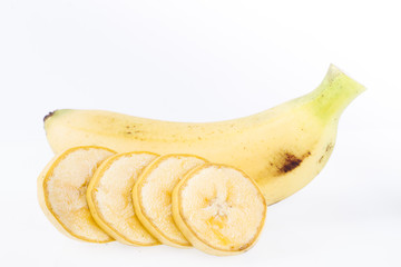 Wall Mural - banana fruit isolated on white background (Musa × paradisiaca)