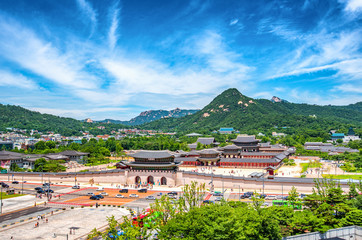 Sticker - view of gyeongbokgung palace in Seoul Korea