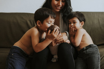 Wall Mural - lifestyle portrait of a brotherly love