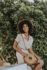 Wall Mural - Beautiful woman at a botanical garden