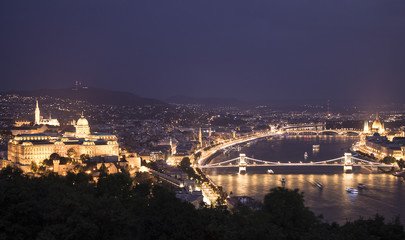 Night cityscape of old european town Budapest, Hungary