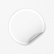 © Oleh - Blank round sticker with curled corners on transparent background, realistic mockup