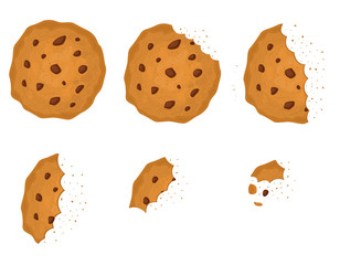 Poster - Bitten Chip Cookie with Chocolate Set. Vector