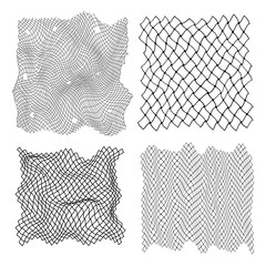 black fisherman rope set decor element. vector