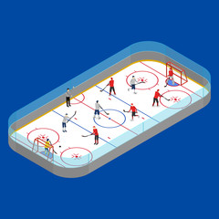 Wall Mural - Ice Hockey Arena Competition Concept 3d Isometric View. Vector