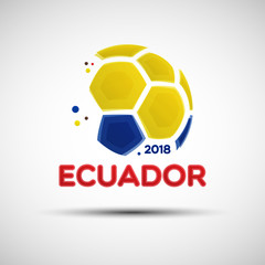 Wall Mural - Abstract soccer ball with Ecuadorian national flag colors