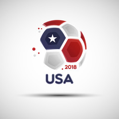 Wall Mural - Abstract soccer ball with United States of America national flag colors