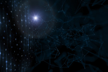 Futuristic computer cyberspace network in the Universe. Illustration background. 